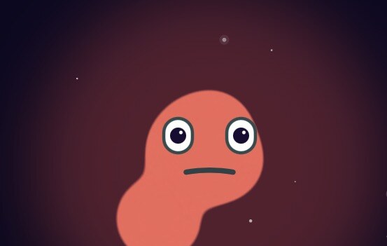 The alien turns red with a flat, unimpressed face after a card is stacked in the wrong category.